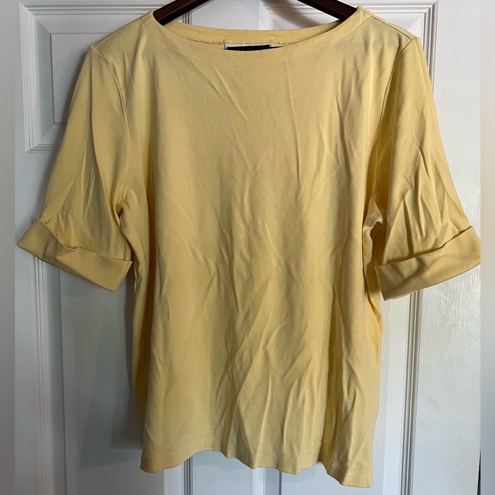 Karen Scott 100% Soft Cotton 3/4 Sleeve Yellow Top - Excellent Condition